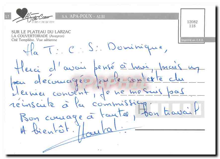 CPM Sur le Plateau du Larzac La Couvertoirade Aveyron Cite Tmpliere Vue aerienne  — Rückseite