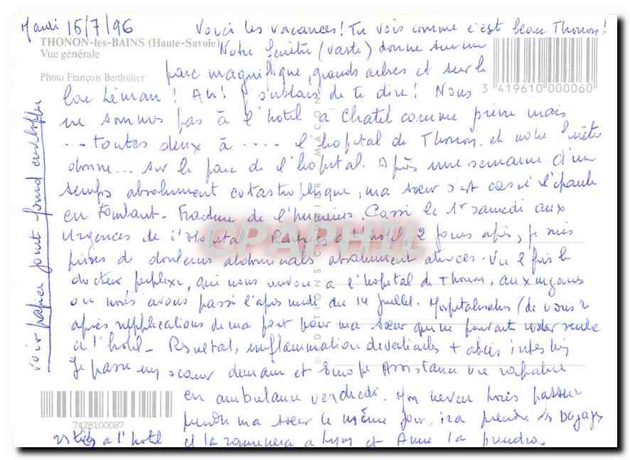 CPM Thonon les Bains Haute Saoie Vue generale  — Rückseite