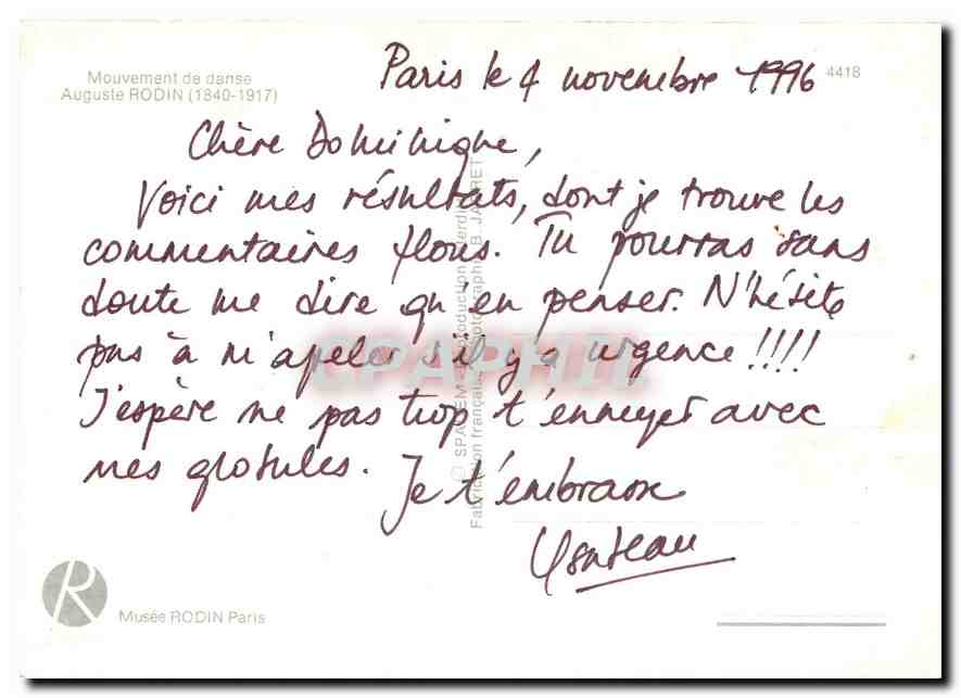 CPM Mouvement de danse Auguste Rodin  — Verso
