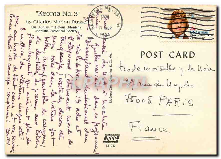 CPM Keoma No 3 by Charles Marion Russel  — Verso
