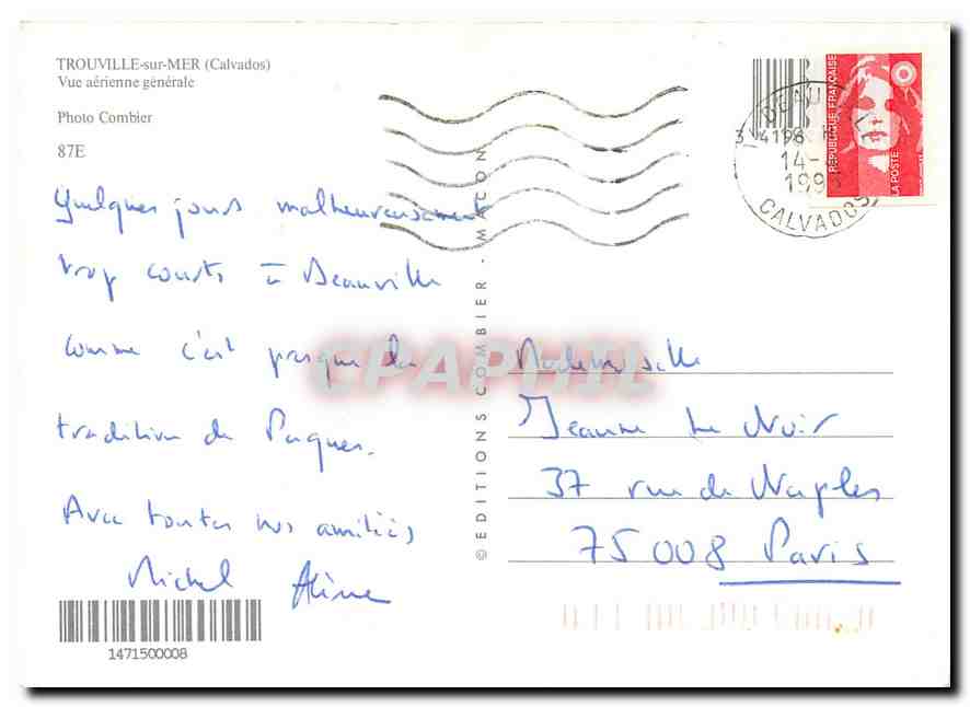 CPM Trouville sur Mer Calvados Vue aerienne generale  — Rückseite