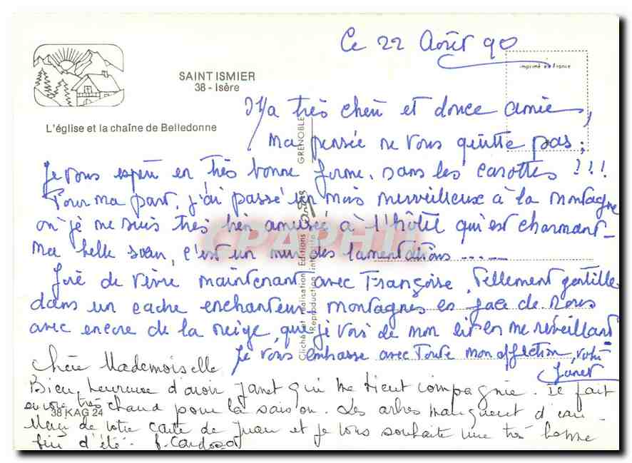 CPM Saint Ismier Isere L'eglise et la Chaine de Belledonne  — Rückseite