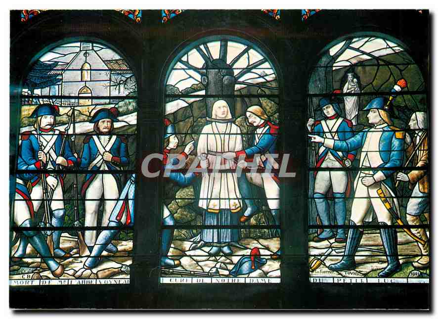 CPM Les Lucs sur Boulogne Vendee Vitraux representant le massacre de l'abbe Voyneau pendant les guer
