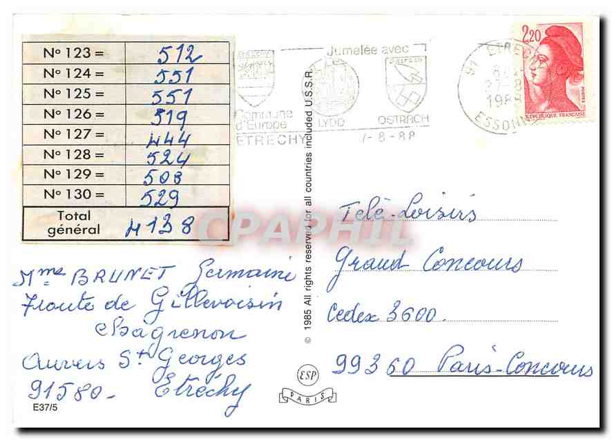 CPM Fleurs  — Rückseite