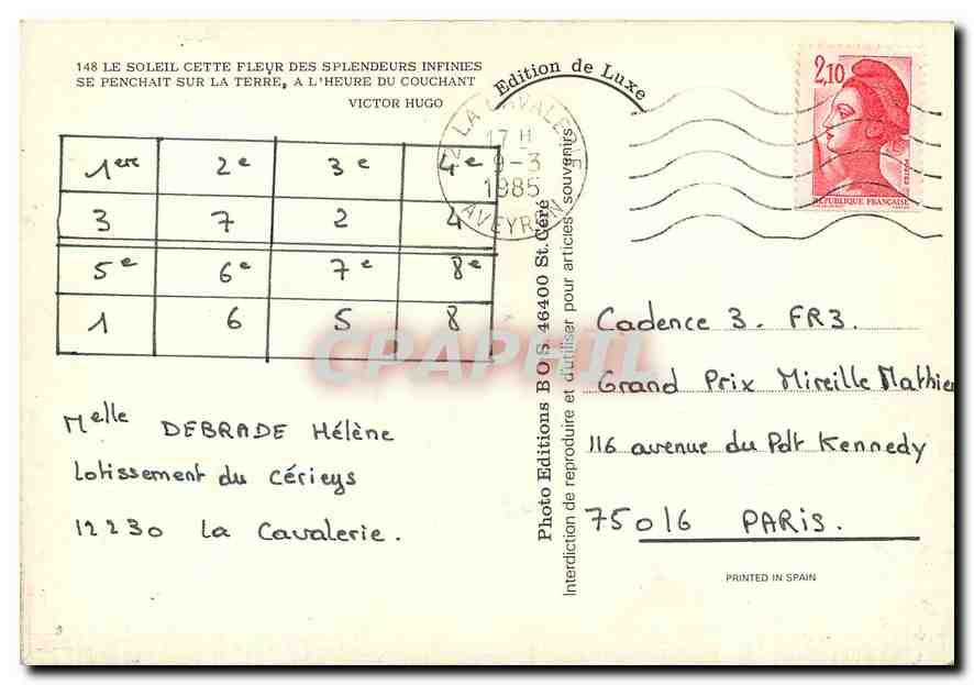 CPM Le soleil  — Rückseite