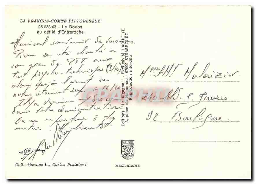 CPM La Franche Comte Pittoresque Le Doubs au defile d'Entreroche  — Rückseite