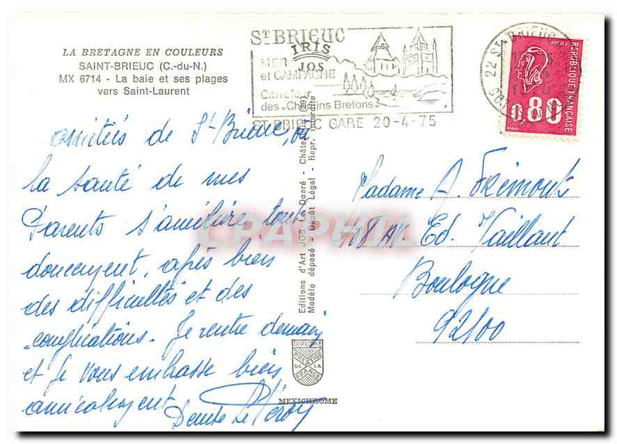 La baie de Saint-Laurent — Saint-Brieuc (C.-du-N.) — Éditions d'Art JOS — Achterkant