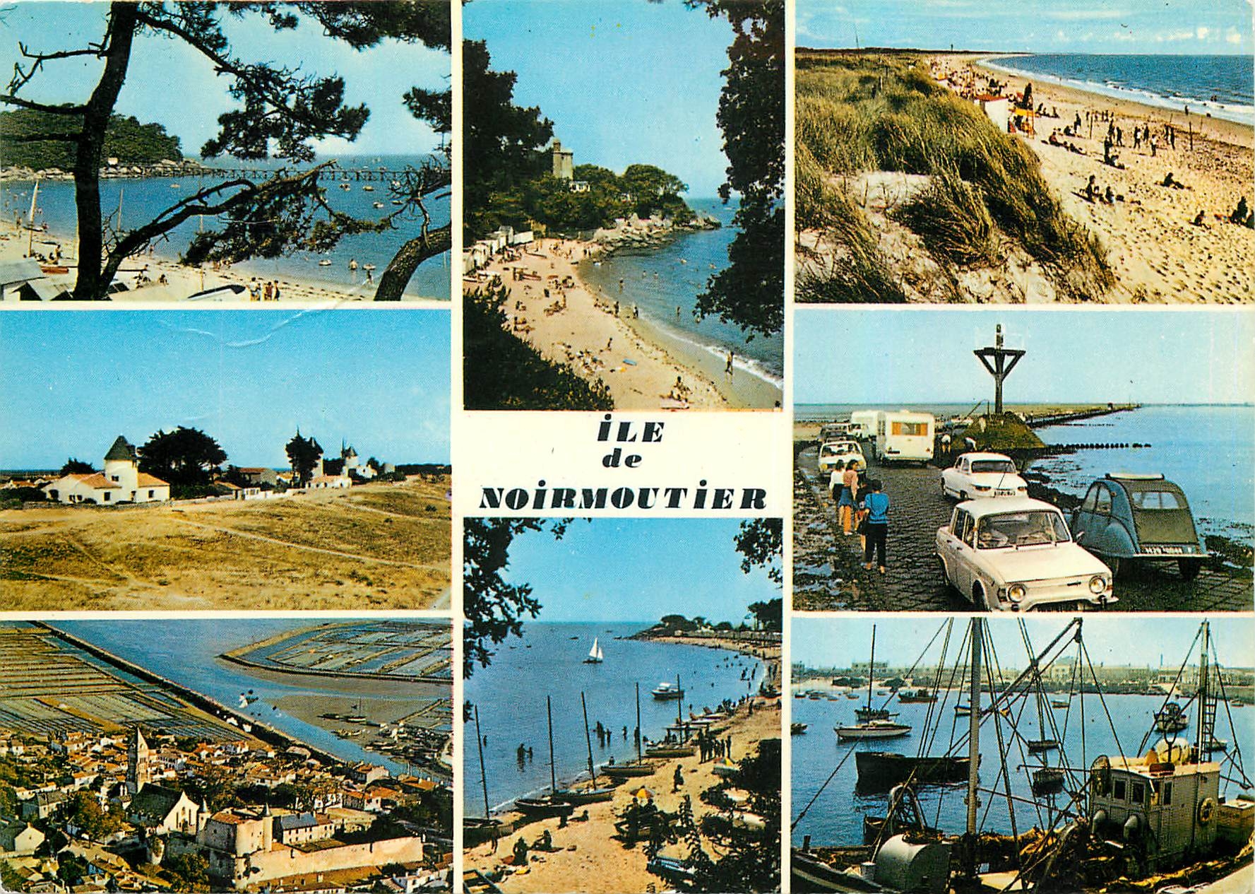 CPM Ile de Noirmoutier la plage des dames les moulins de la gueriniere le chateau et l'eglise l'anse