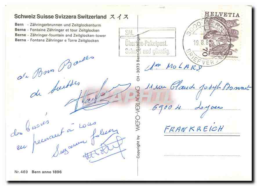 CPM Suisse Berne Fontaine Zahringer et tour Zeitglocken  — Back