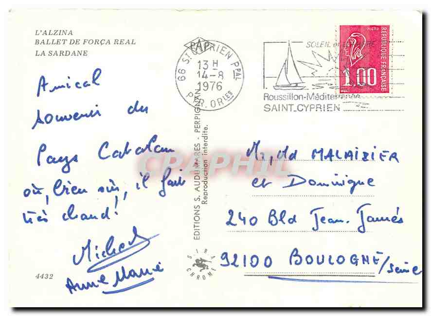 CPM L'Alzina Ballet de Forca Real La Sardane  — Rückseite