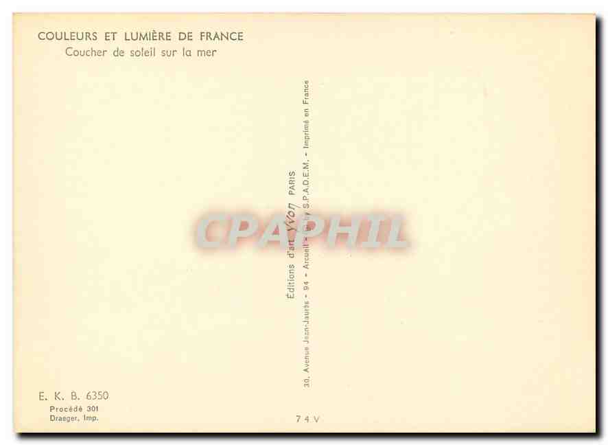 CPM Couleurs et Lumiere de France Coucher de Soleil sur la Mer  — Rückseite