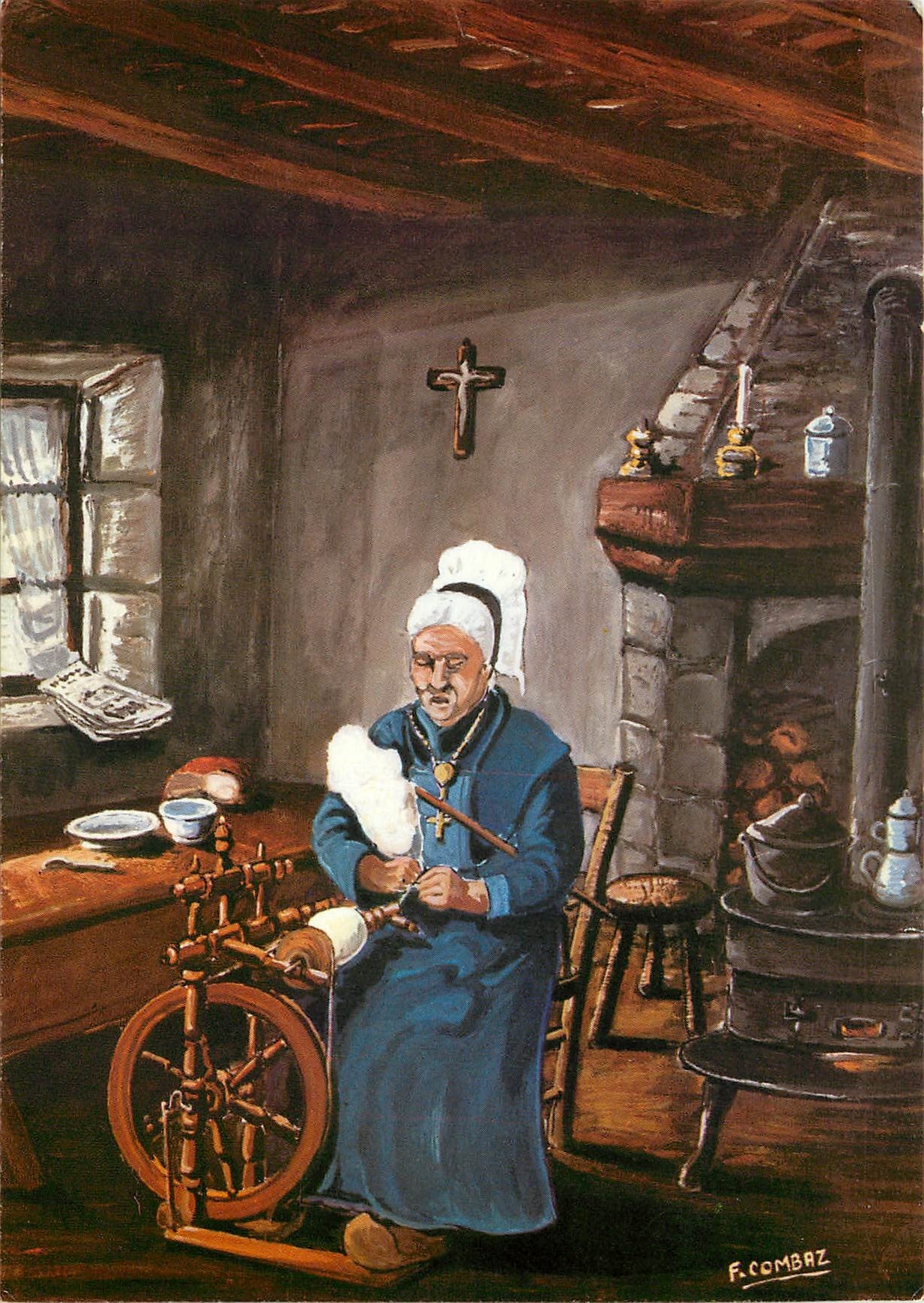 CPM Images de Chez Nous Vieille fileuse d'apres une peinture de F Combaz 