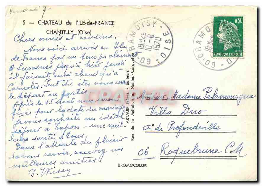 CPM Chateau de L'Ile de France Chantilly Oise  — Rückseite
