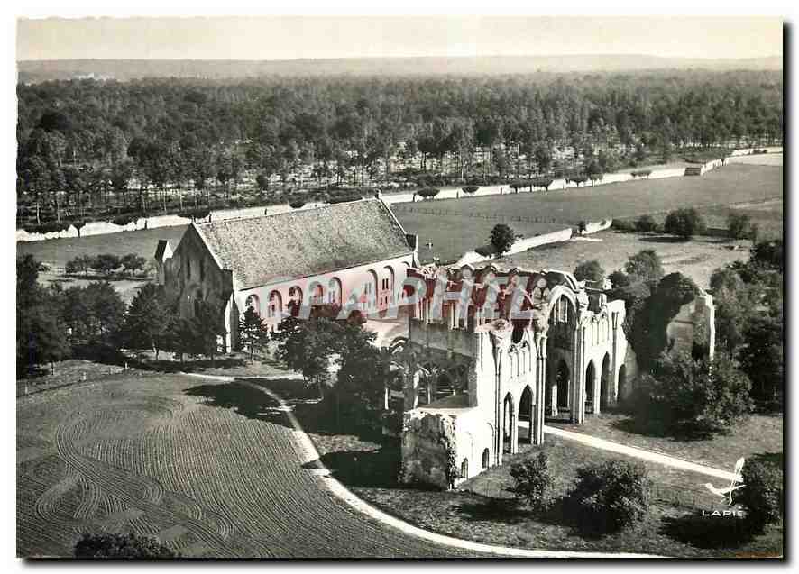 CPM En avion au dessus de Abbaye d'Ourscamp Oise Ruines de l'Eglise et Chapelle 