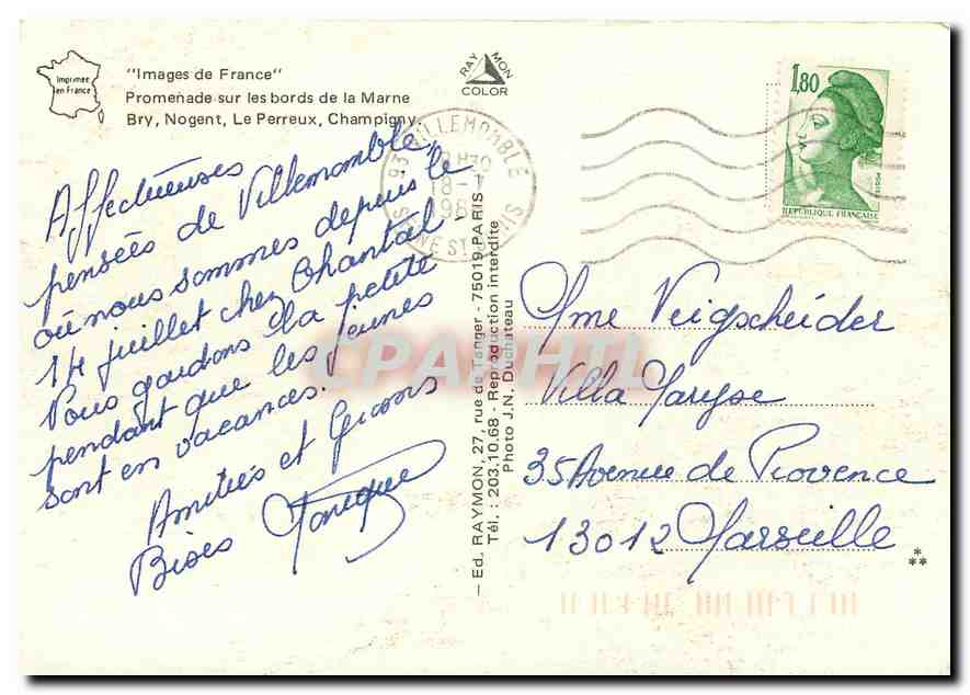 CPM Images de France Promenade sur les Bords de la Marne Bry Nogent Le Perreux Champigny  — Back
