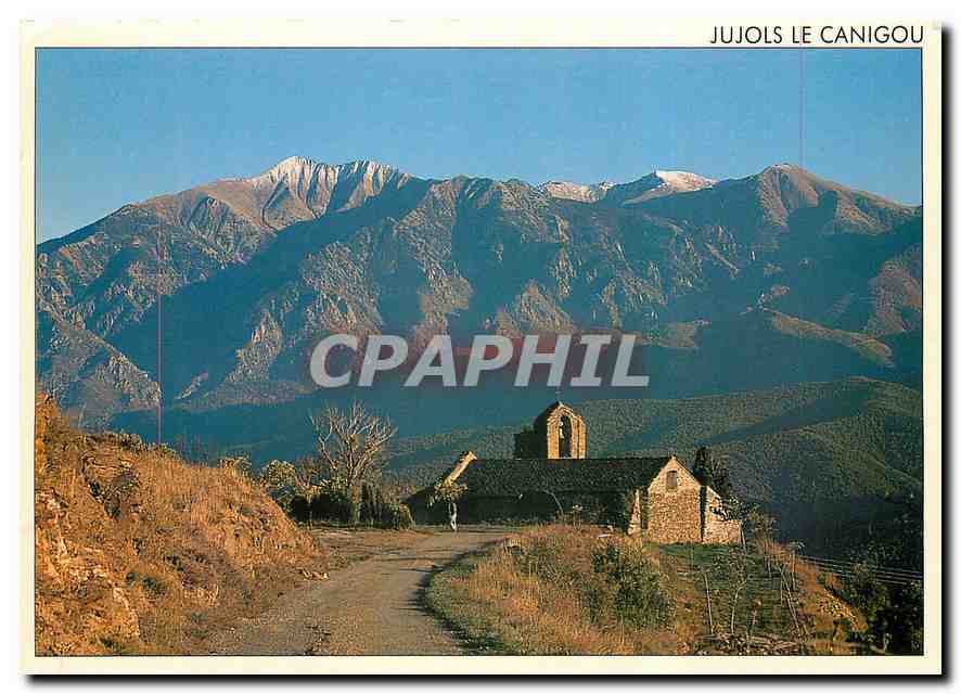 CPM Message du sud Jujols P O L'eglise du hameau de Jujols magnifique point de vue sur le Canigou 