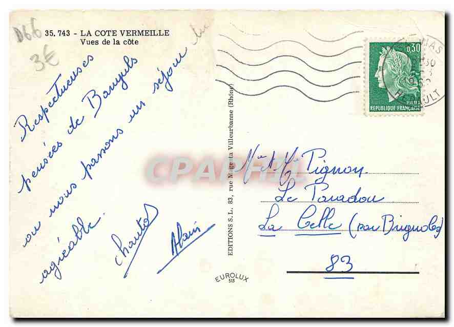 CPM La Cote Vermeille Vues de la Cote Argeles Collioure Banyuls Cerbere — Rückseite