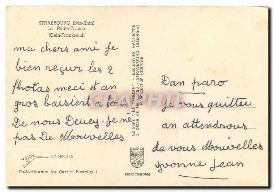 CPM Strasbourg Bas Rhin La Petite France  — Rückseite