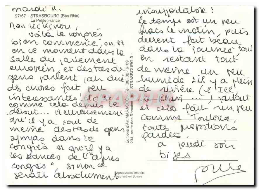 CPM Strasbourg Bas Rhin La Petite France  — Rückseite