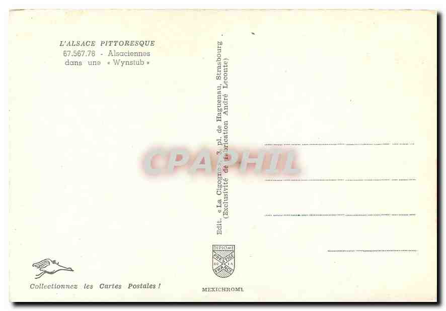 CPM L'Alsace Pittoresque Alsaciennes dans une Wynstub  — Rückseite