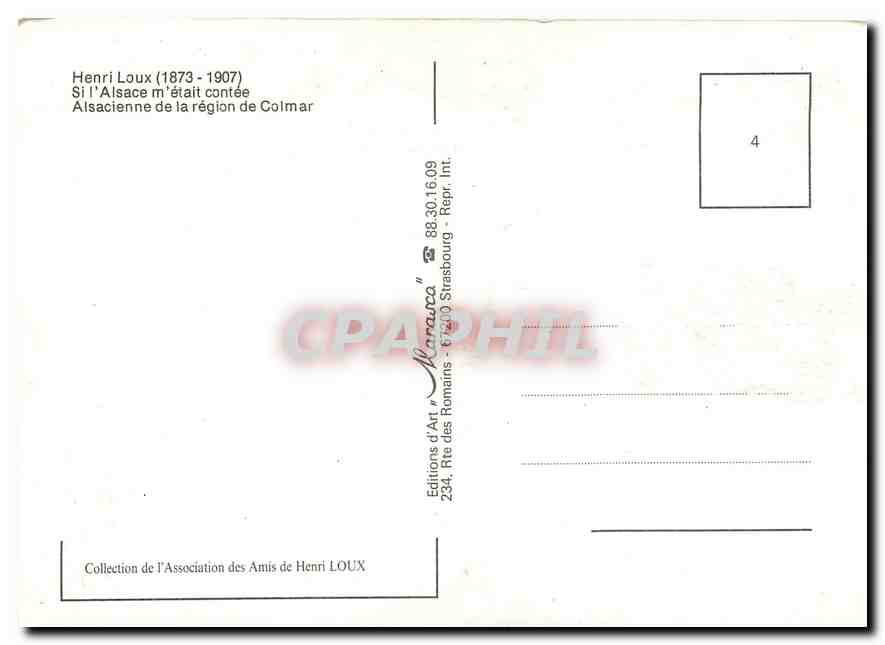 CPM Henri Loux Si l'Alsace m'etait contee Alsacienne de la region de Colmar  — Rückseite