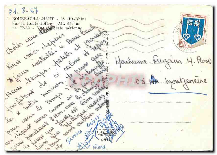 Bourbach-le-Haut — Vue générale aérienne — Imprimerie Macon (S.-H.L.) — Verso