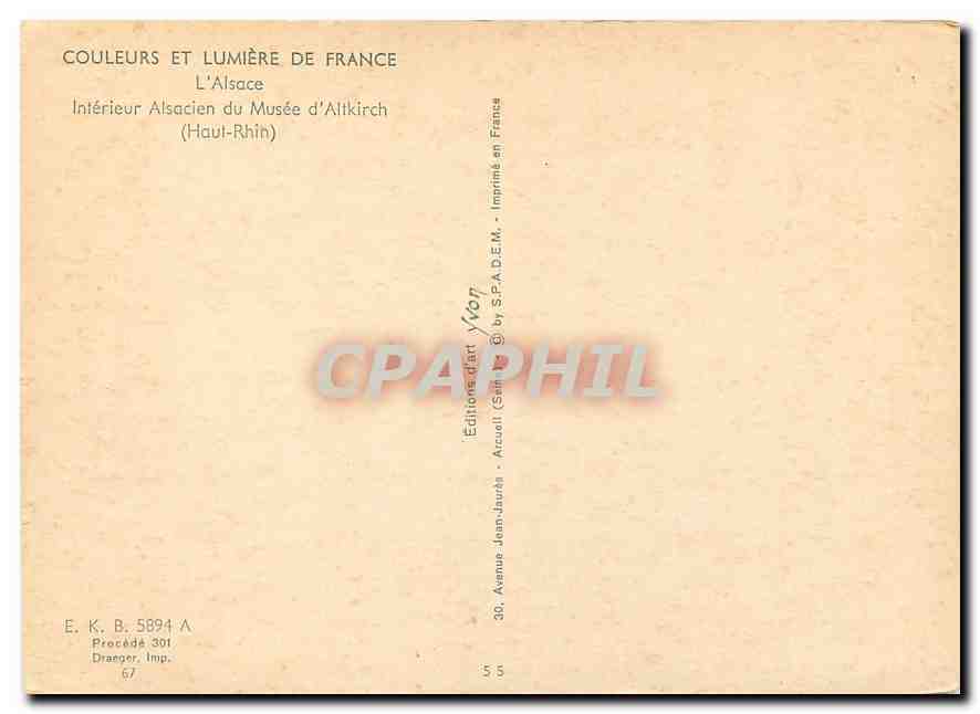 Intérieur Alsacien — Musée d'Altkirch (Haut-Rhin) — Éditions Jean-Jaurès — Verso