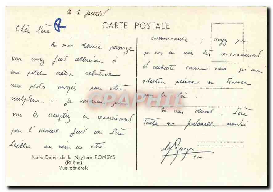 CPM Notre Dame de la Neyliere Pomeys Rhone Vue generale  — Verso