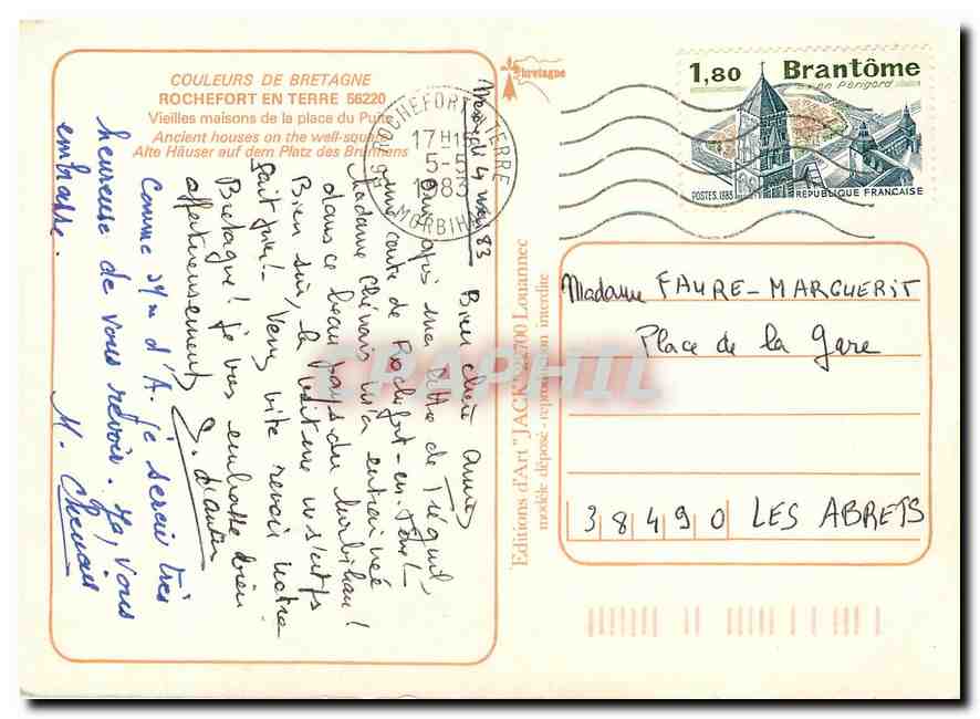 CPM Couleurs de Bretagne Rochefort en terre Vieilles moisons de la place  — Rückseite