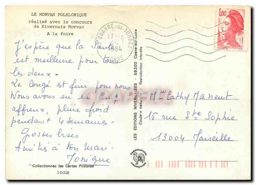 CPM Le Morvin folklorique realise avec le concours de Nivernais Morvan A la Foire Folklore — Rückseite