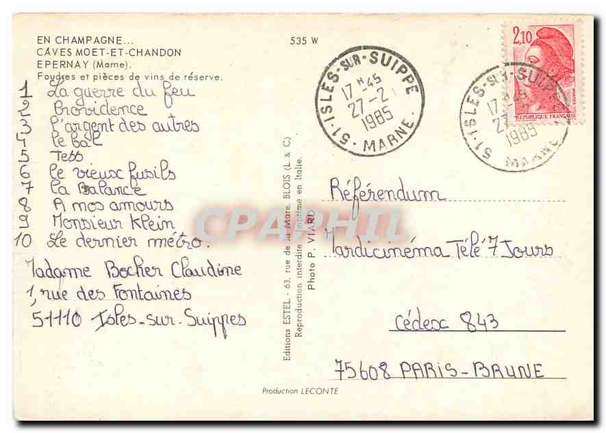CPM En Champagne Caves moet et Chandon Epernay Marne Foudres et pieces de vins reserve  — Back