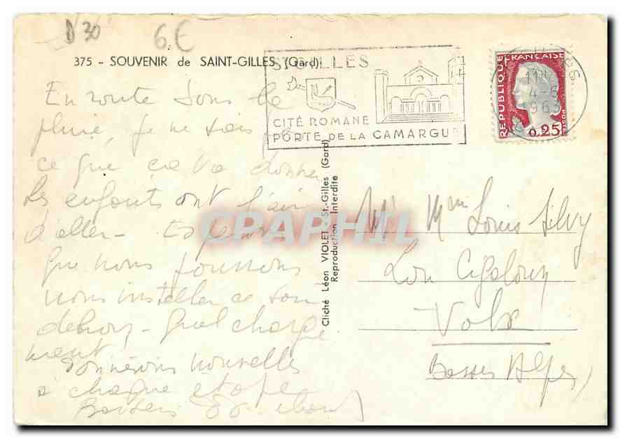 CPM Souvenir de Saint Gilles Gard Eglise romane Bandido Echappee Taureaux Les bains douches — Rückseite