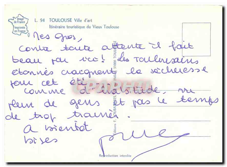 Toulouse — Itinéraire touristique du Vieux Toulouse — Éditions F. Toubabres — Rückseite