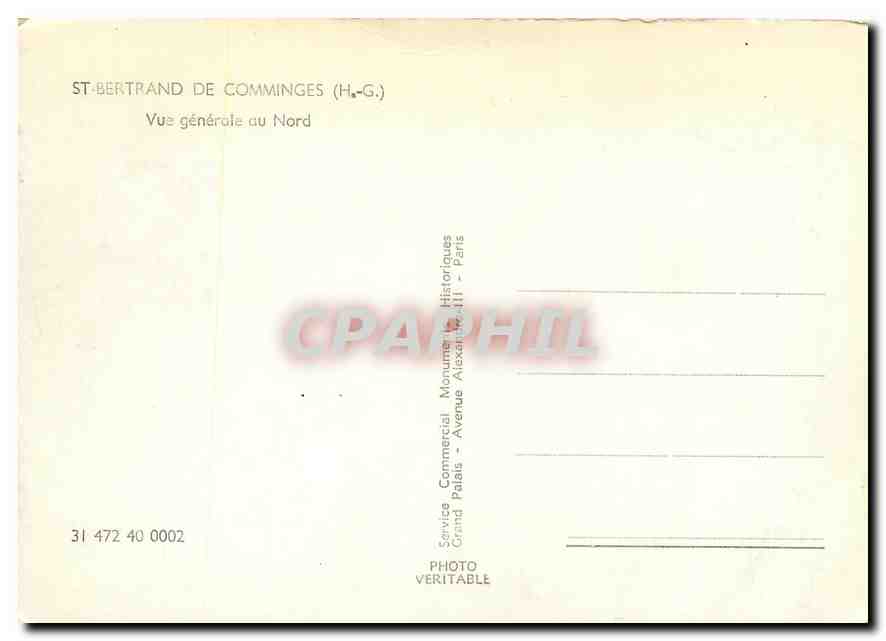 CPM St Bernard de Comminges H G Vue generale au Nord  — Verso