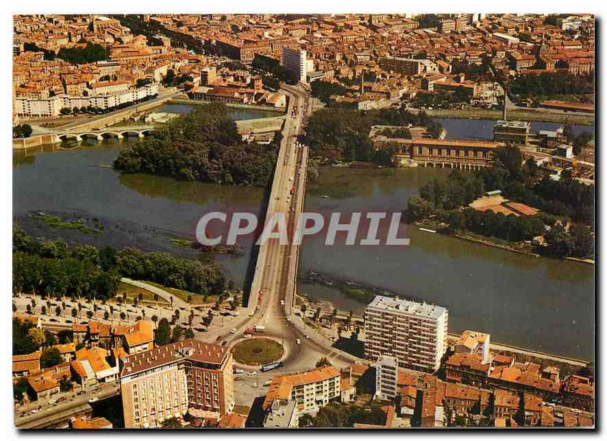 CPM Toulouse La Ville Rose Vue aerienne La Garonne au Pont St Michel 