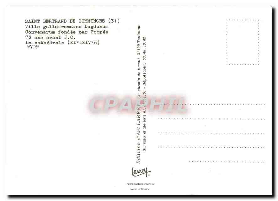 CPM Saint Bernard de Comminges Ville gallo romaine Lugunum  — Verso