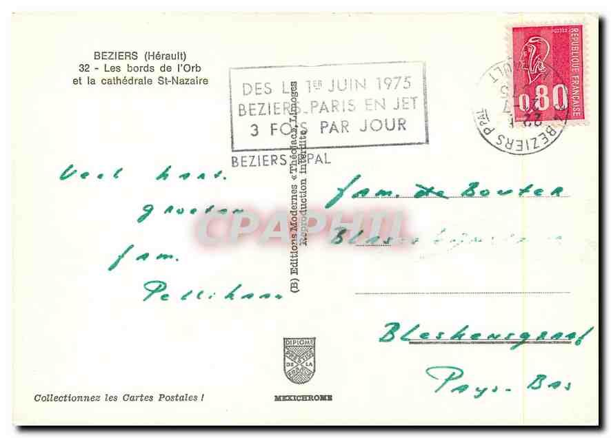 CPM Beziers Herault Les bords de l'Orb et la cathedrale St Nazaire  — Back