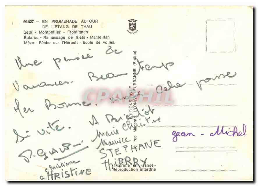 CPM En Promenade Autour de l'Etang de Tha Montpellier Frontignan Balaruc  — Rückseite