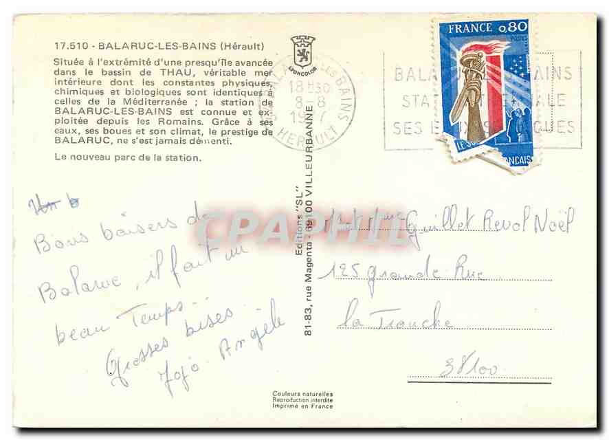 CPM Balaruc les Bains Herault Thau Balaruc les Bains  — Back