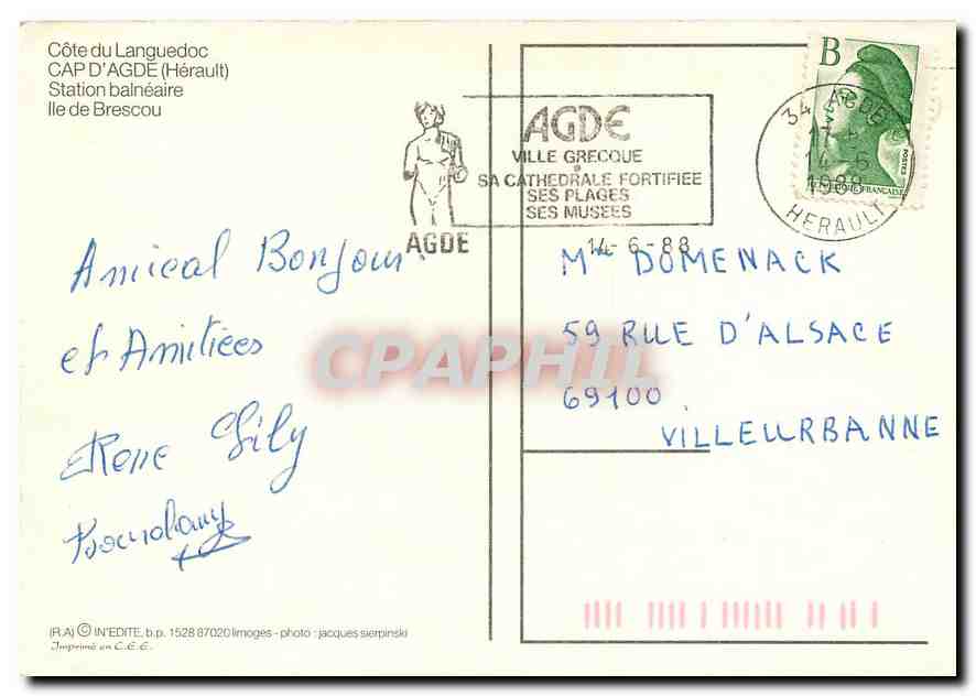 CPM Cote du Langueduc Cap d'Agde Herault Station balneaire ile de Brescou  — Back
