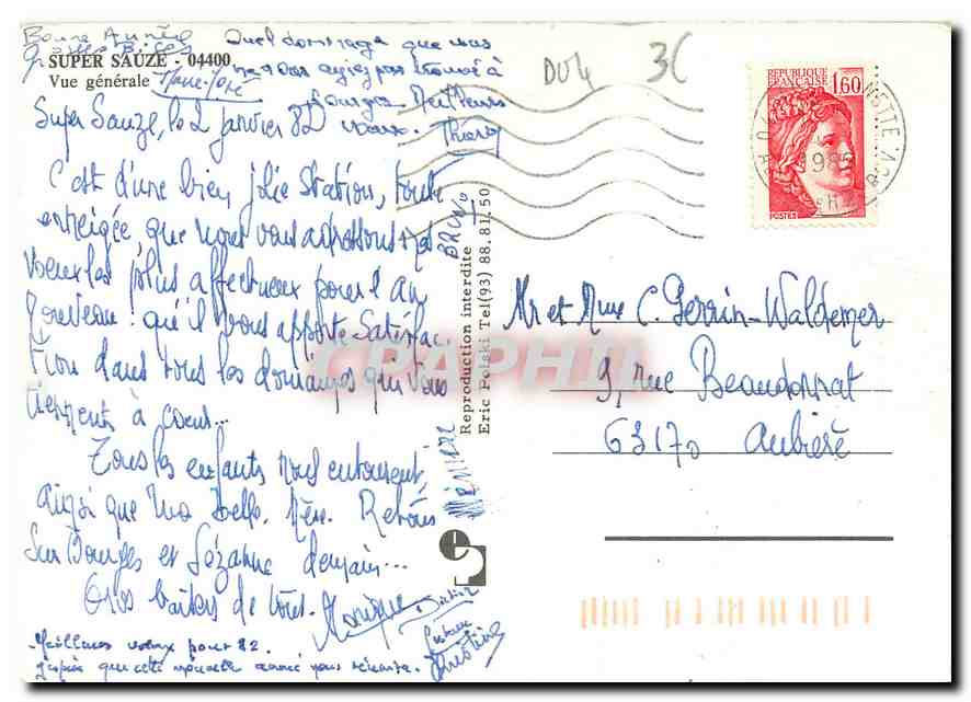 CPM Super Sauze Vue generale  — Verso