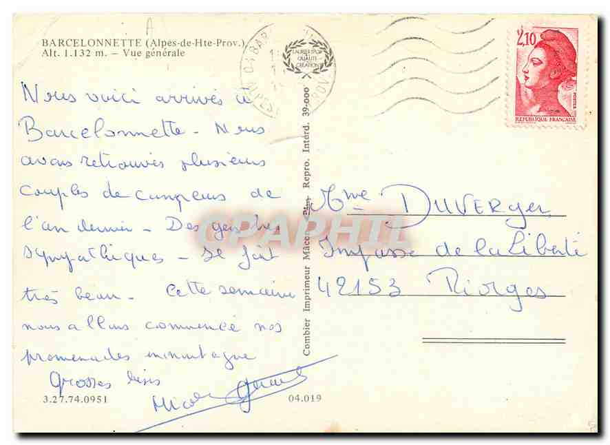 CPM Barcelonnette Alpes de Hte Prov Vue generale  — Back