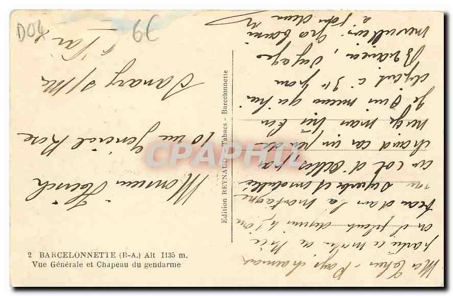CPM Barcelonnette B A Vue generale et Chapeau du gendarme  — Back
