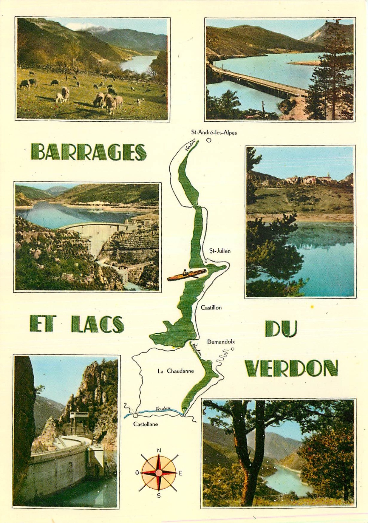 Barrages et lacs du Verdon — Paysages de Castillon et de la Chaudanne — Éditions Otis Color Adia, Nice