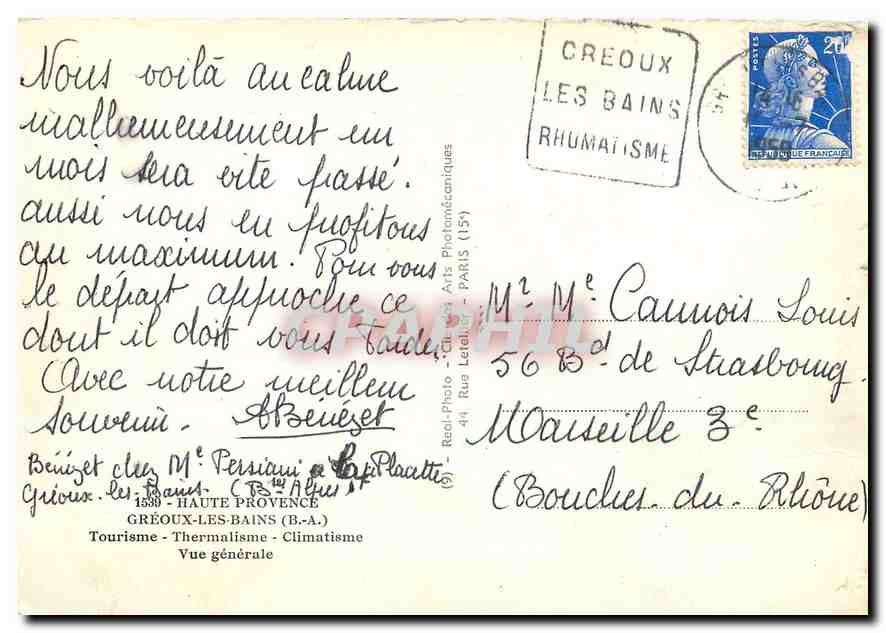 CPM Haute Provence Greoux les Bains B A Tourisme Thermalisme Vue generale  — Rückseite