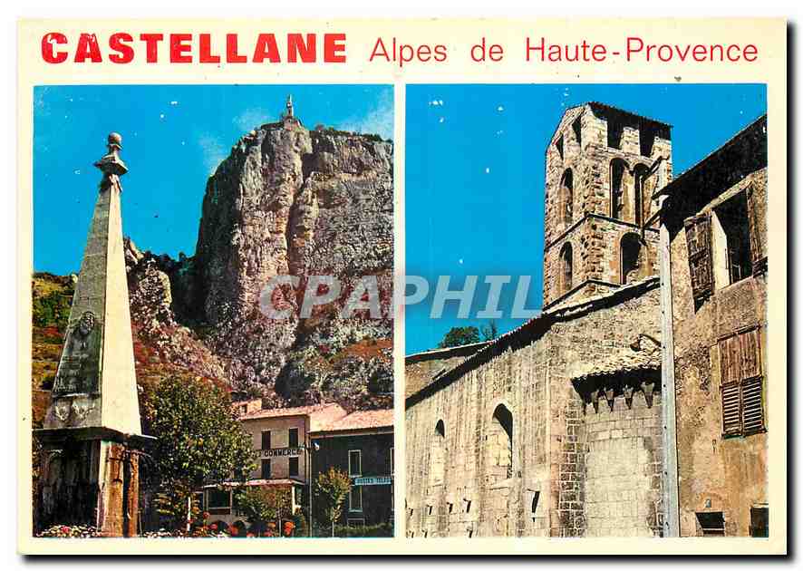 CPM Paysages de France Castellane Alpes de Haute Provence Le Roc et Notre Dame du Roc Eglise Saint V