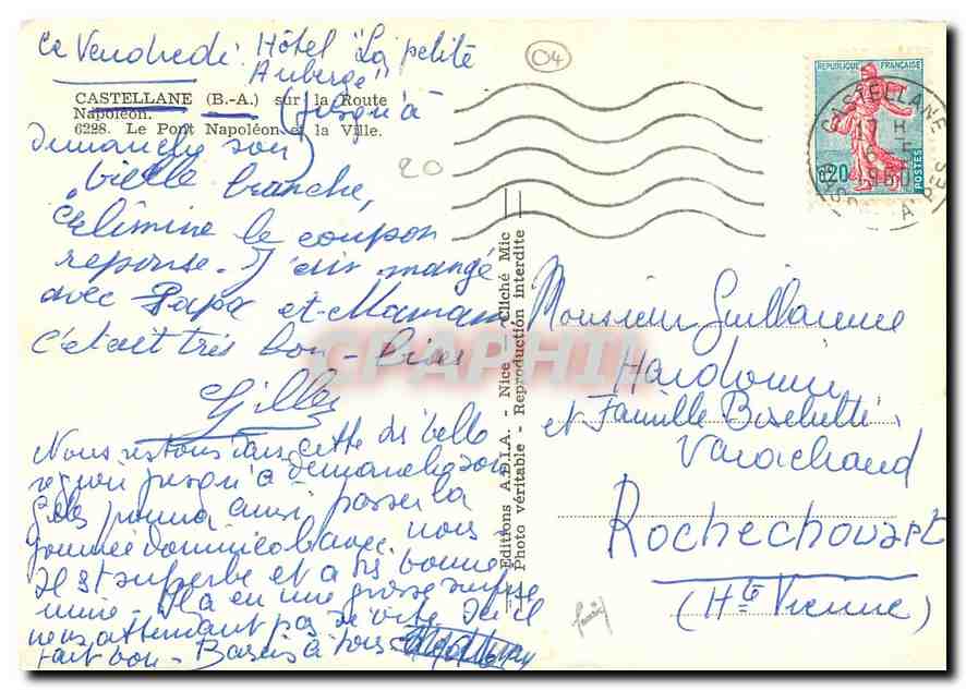 CPM Castellane B A sur la Route Napoleon Le Pont Napoleon et la Ville  — Rückseite
