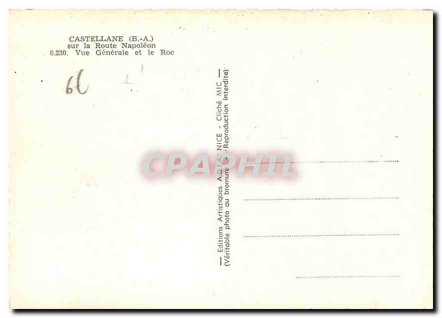 CPM Castellane B A sur la Route Napoleon Vue Generale et le Roc  — Rückseite