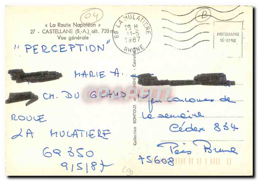 CPM La Route Napoleon Castellane B A Vue generale  — Rückseite