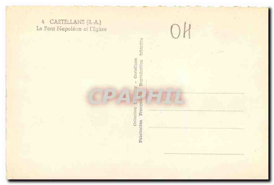 CPM Castellane Le Pont Napoleon et l'Eglise  — Rückseite